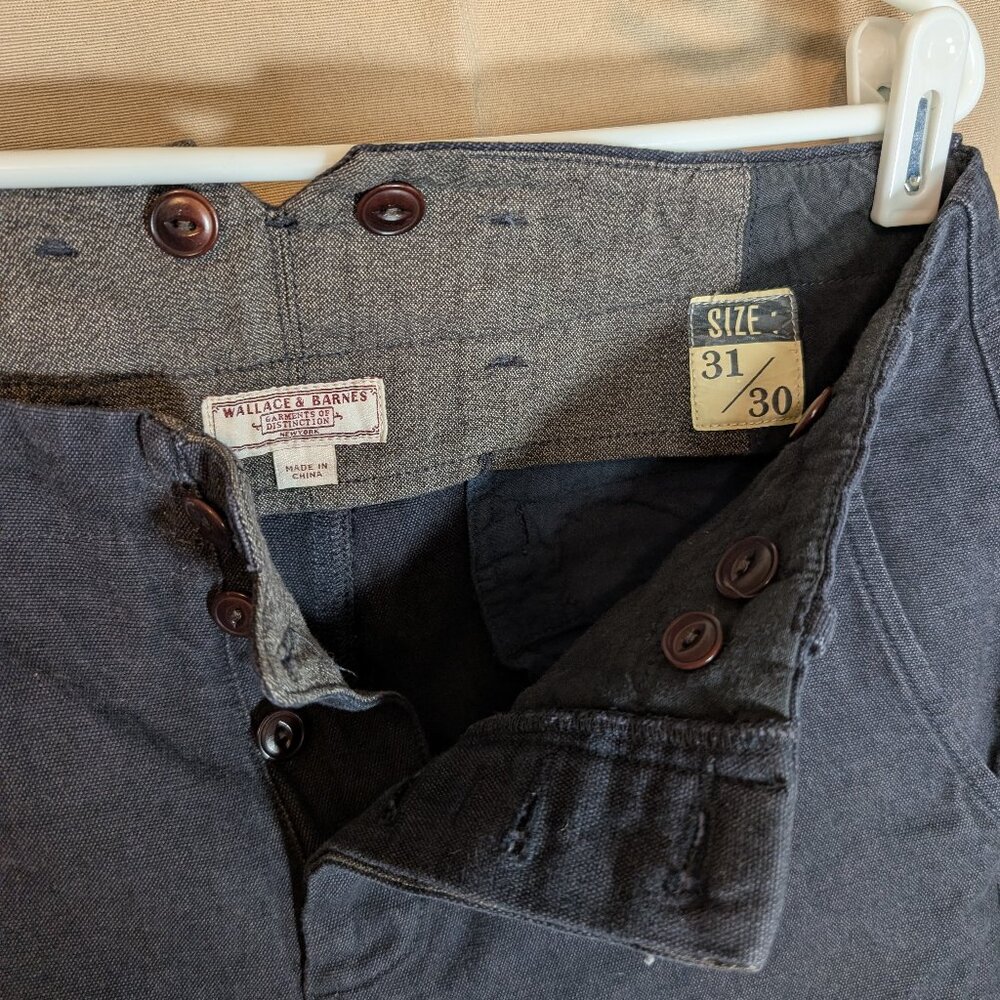 J Crew Wallace and Barnes Dark Navy Chino 31x30 with suspender buttons